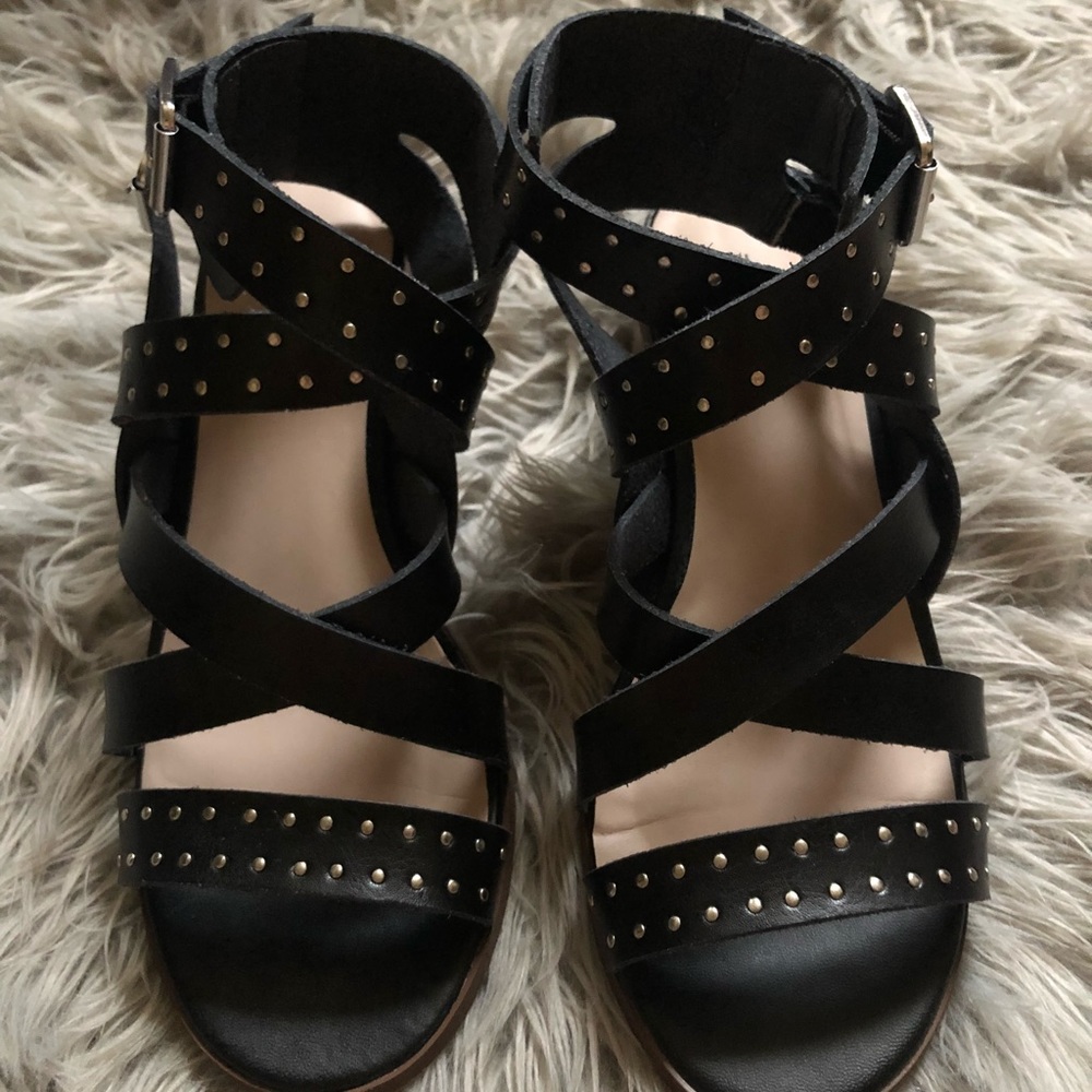 Torrid black studded block heel strappy  sandal